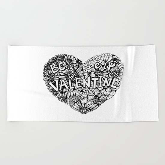 Floral heart Beach Towel