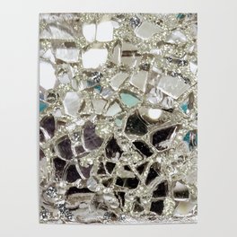 An Explosion of Sparkly Silver Glitter, Glass and Mirror Poster