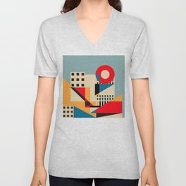 Dream Geometric City V Neck T Shirt