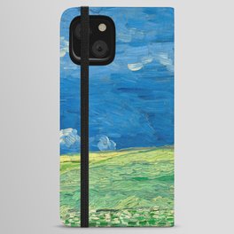 Green Wheat Field Landscape Painting iPhone Wallet Case
