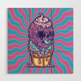 Psychedelic trippy  ice cream Wood Wall Art