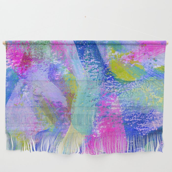Vaporwave Abstract Brush Strokes - Blue, Teal, Green, Magenta and Purple Wall Hanging