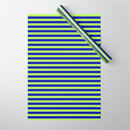 [ Thumbnail: Blue and Light Green Colored Lines Pattern Wrapping Paper ]