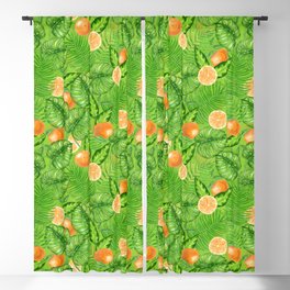 Oranges and tropical leaves Blackout Curtain