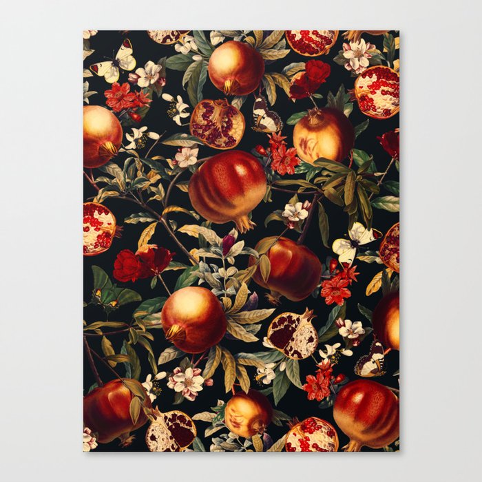 Pomegranate Garden II - Night Canvas Print