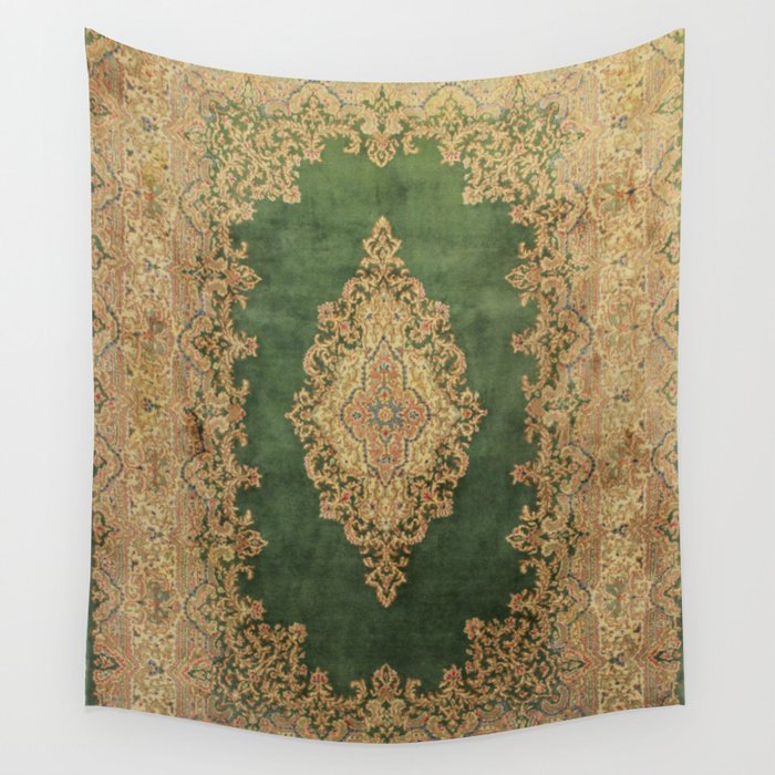 Vintage Persian Kerman Rug Wall Tapestry