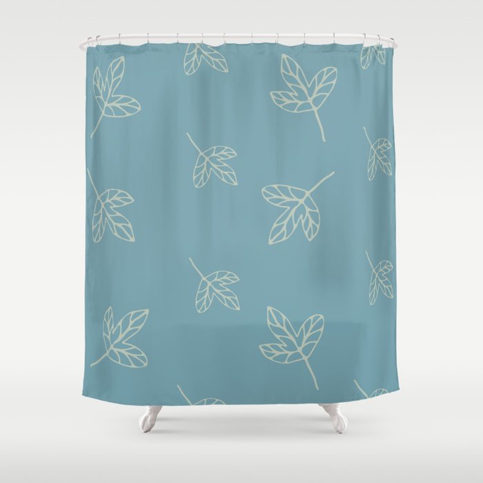 Blue cozy leaves for nice decor Shower Curtain