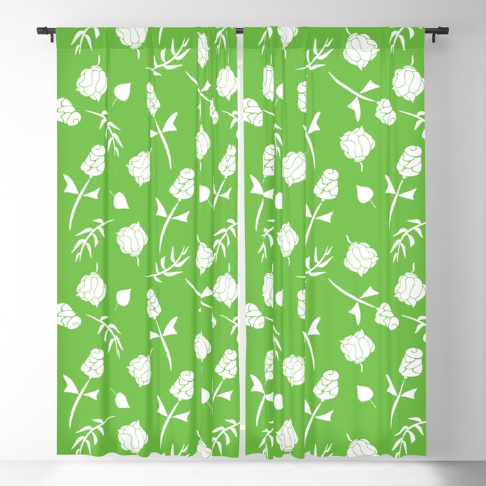 Bright Lime Green And White Fl Pattern Blackout Curtain By Designsoutofmind Bright Lime Green And White Fl Pattern Blackout Curtain By Designsoutofmind