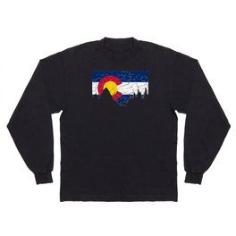 Colorado Flag and Mountains Long Sleeve T Shirt