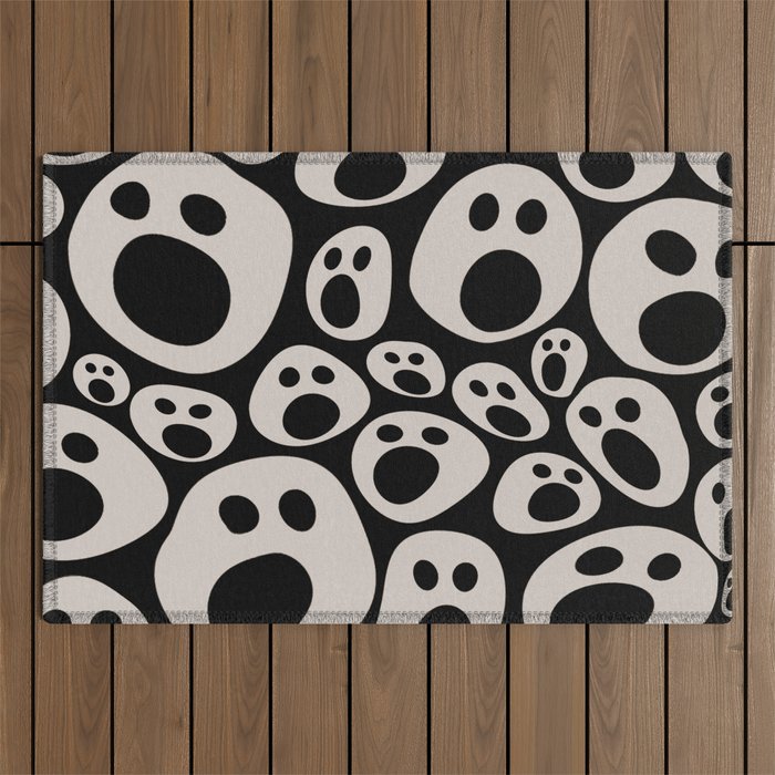 Halloween Smiley faces pattern White Outdoor Rug