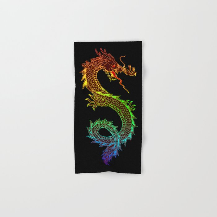Traditional Chinese dragon in rainbow colors Hand & Bath Towel