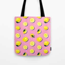 Pink Lemon ~ 80's Pattern Tote Bag