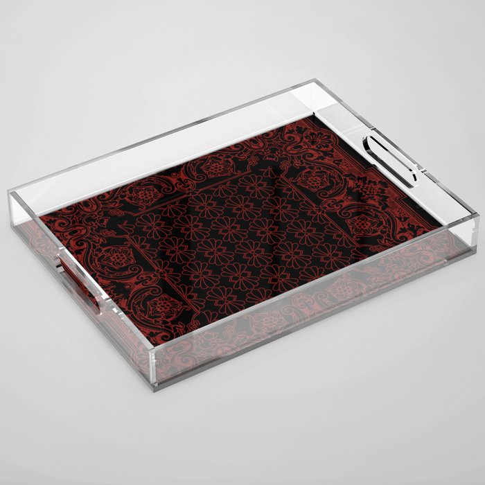 Bandana Inspired Pattern | Red on Black Acrylic Tray