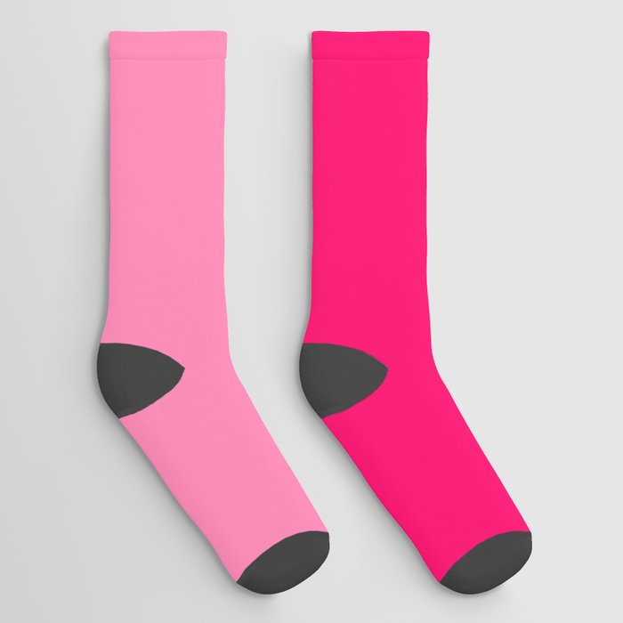 Pink Two Monochrome Tone Color Block Socks