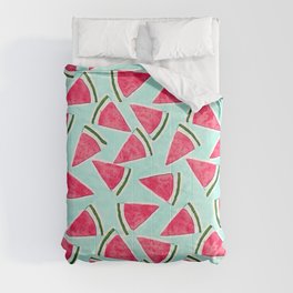 Pink Watermelon Triangles Watercolor Fruit Design Comforter