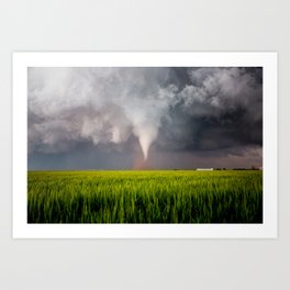 Twisted Dreams - Large Tornado Over Wheat Field on Stormy Spring Day in Texas Art Print