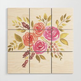 Bouquet of roses watercolor on paper Wood Wall Art