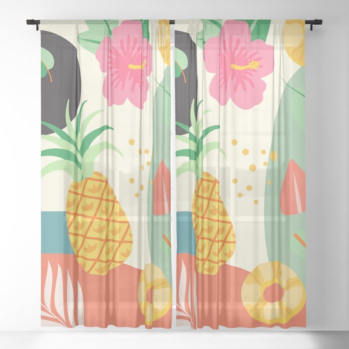 Midcentury Tropical Vibes Sheer Curtain