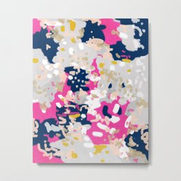 Michel - Abstract, girly, trendy art with pink, navy, blush, mustard for cell phones, dorm decor etc Metal Print