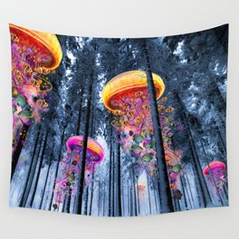 Winter Forest of Electric Jellyfish Worlds Wall Tapestry