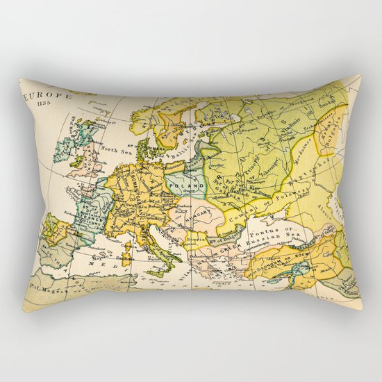Europe in 1135 - Vintage Map Collection Rectangular Pillow