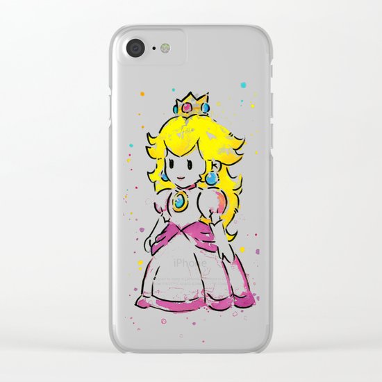Princess Peach Mario Watercolor Game Art Clear iPhone Case