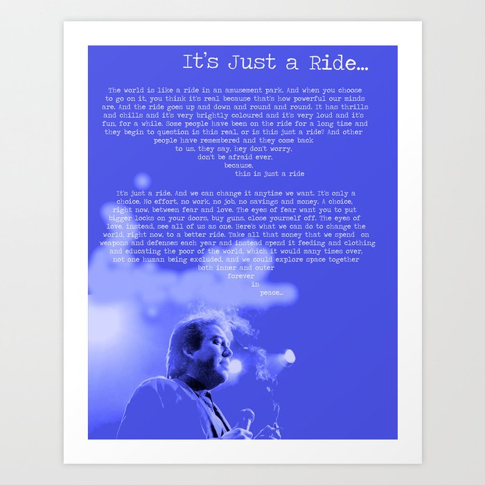 BILL HICKS, Its Just A Ride. BLUE Word Art print. Art Print