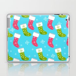 Christmas Pattern Turquoise Stocking Laptop Skin