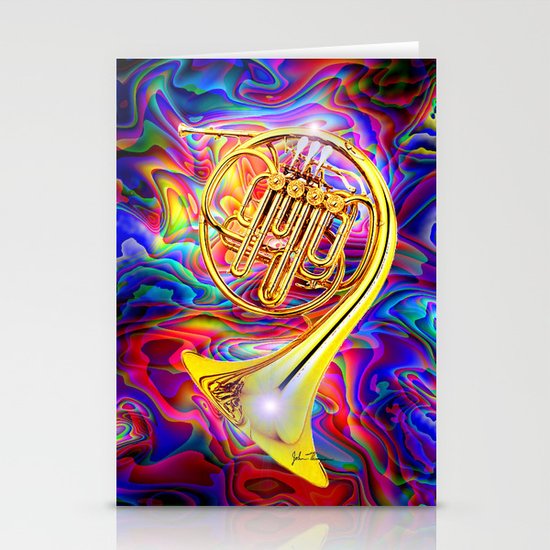 Psychedelic French horn Stationery Cards