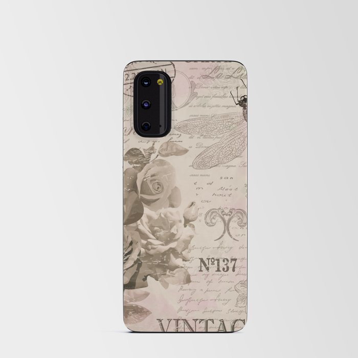 Vintage Flowers with roses and dragonfly.  Android Card Case