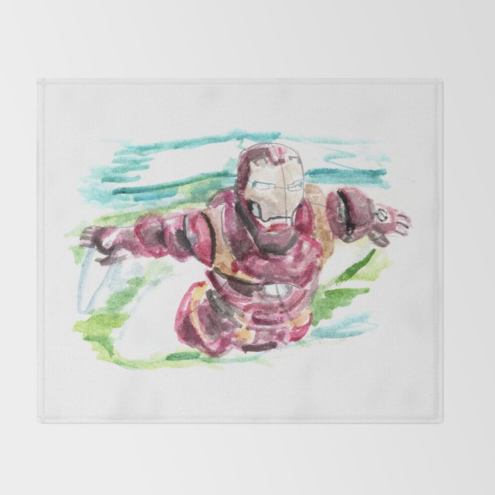 Watercolor Painting Iron Man Throw Blanket By Littlekingdom Society6