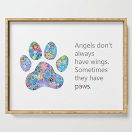 Paw Angels - Whimsical Colorful Dog Paws Art Serving Tray