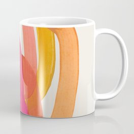 Funky Retro 70' Style Pattern Orange Pink Greindent Striped Circles Mid Century Colorful Pop Art Coffee Mug
