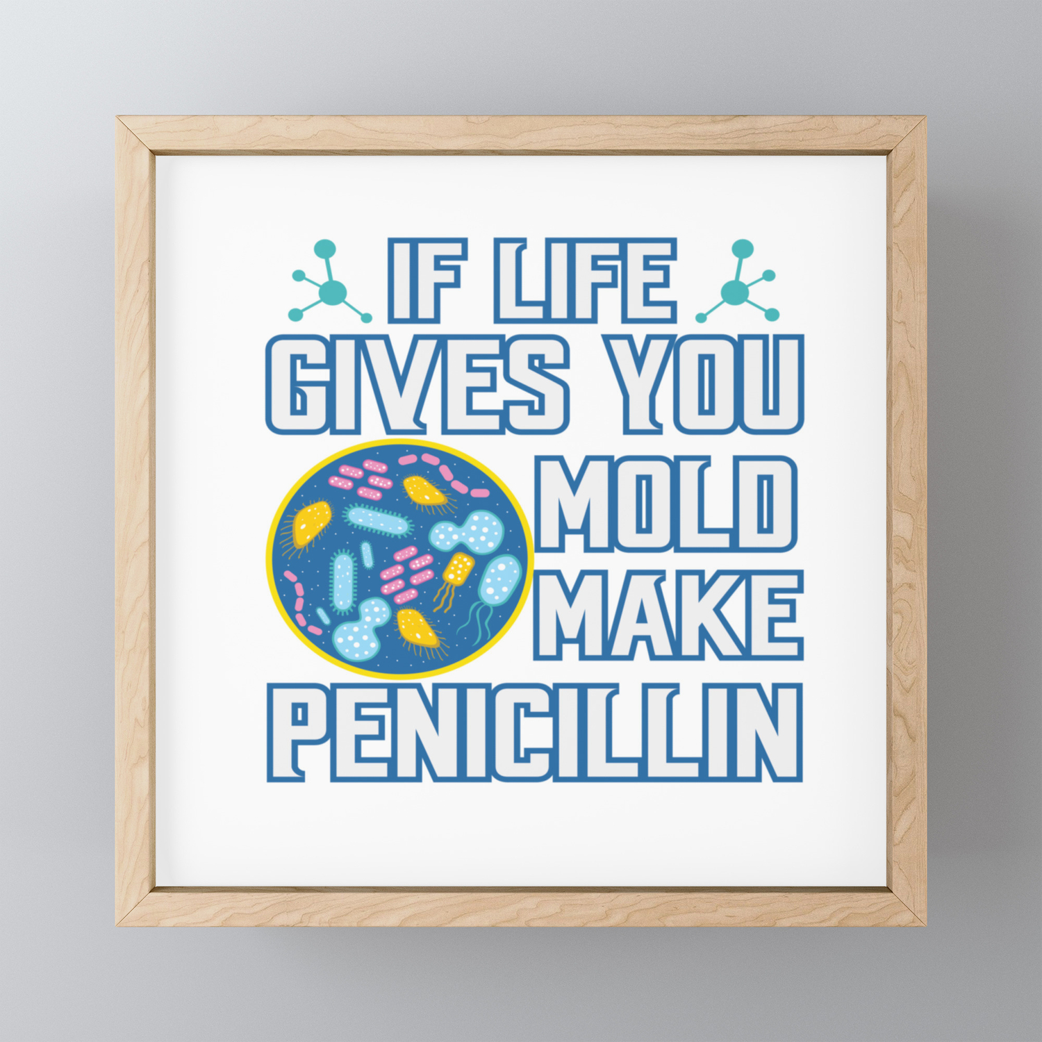 Funny Biology Meme Teacher Student Penicillin Gift Framed Mini Art