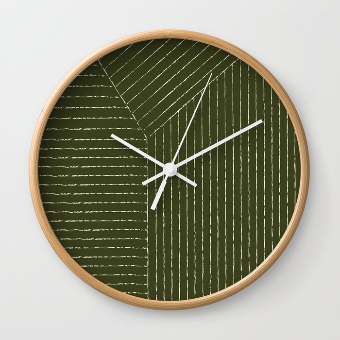 Lines (Olive Green) Wall Clock