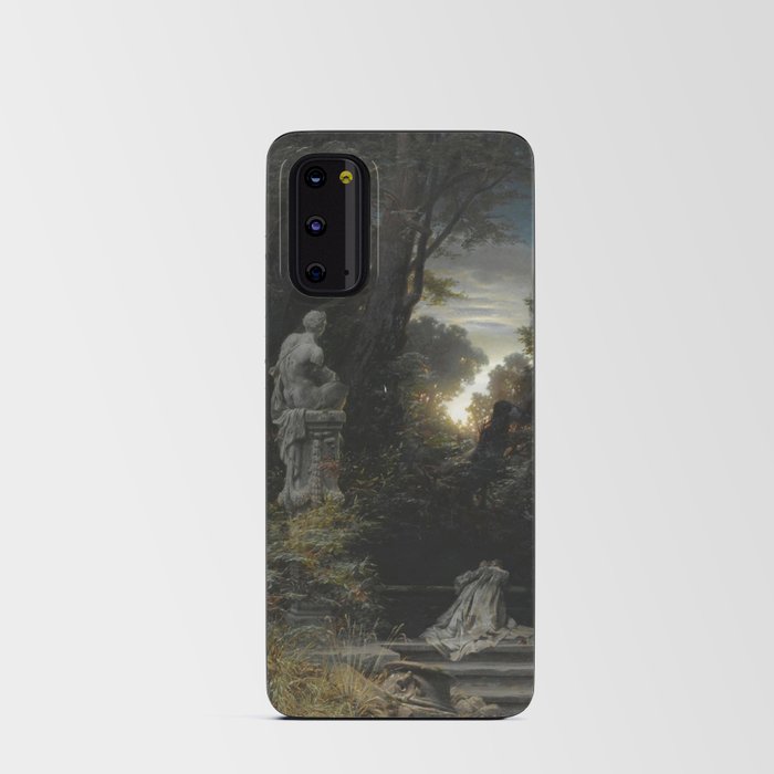 Vintage artwork with statue in forest Android Card Case