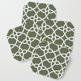Green and White Minimal Line Art Pattern 4 Pairs DE 2022 Popular Color Hinterland DET509 Coaster