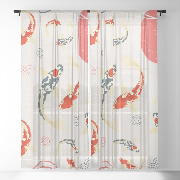 Koi Fish Yin Yang Geometrical Abstract Sheer Curtain