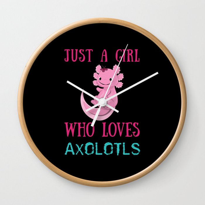 Girl Loves Axolotls Cute Fish Kawaii Axolotl Wall Clock