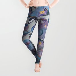 Watercolor with water birds from Red List on grey Leggings