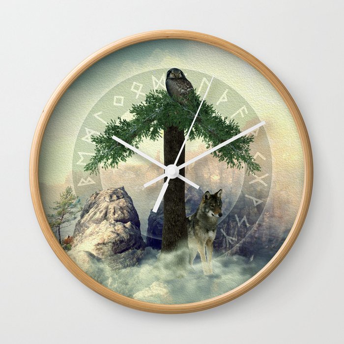Tiwaz Rune  Digital Art Collage Wall Clock