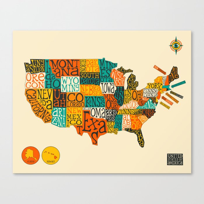 UNITED STATES MAP Canvas Print