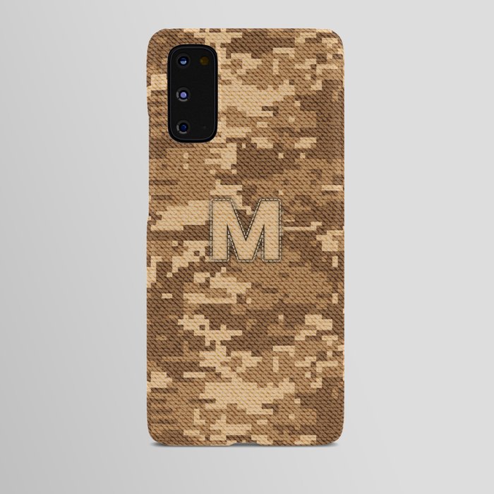 Personalized  M Letter on Brown Military Camouflage Army Commando Design, Veterans Day Gift / Valentine Gift / Military Anniversary Gift / Army Commando Birthday Gift  Android Case