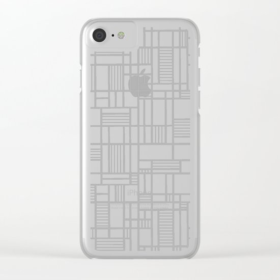 Map Lines Silver Clear iPhone Case