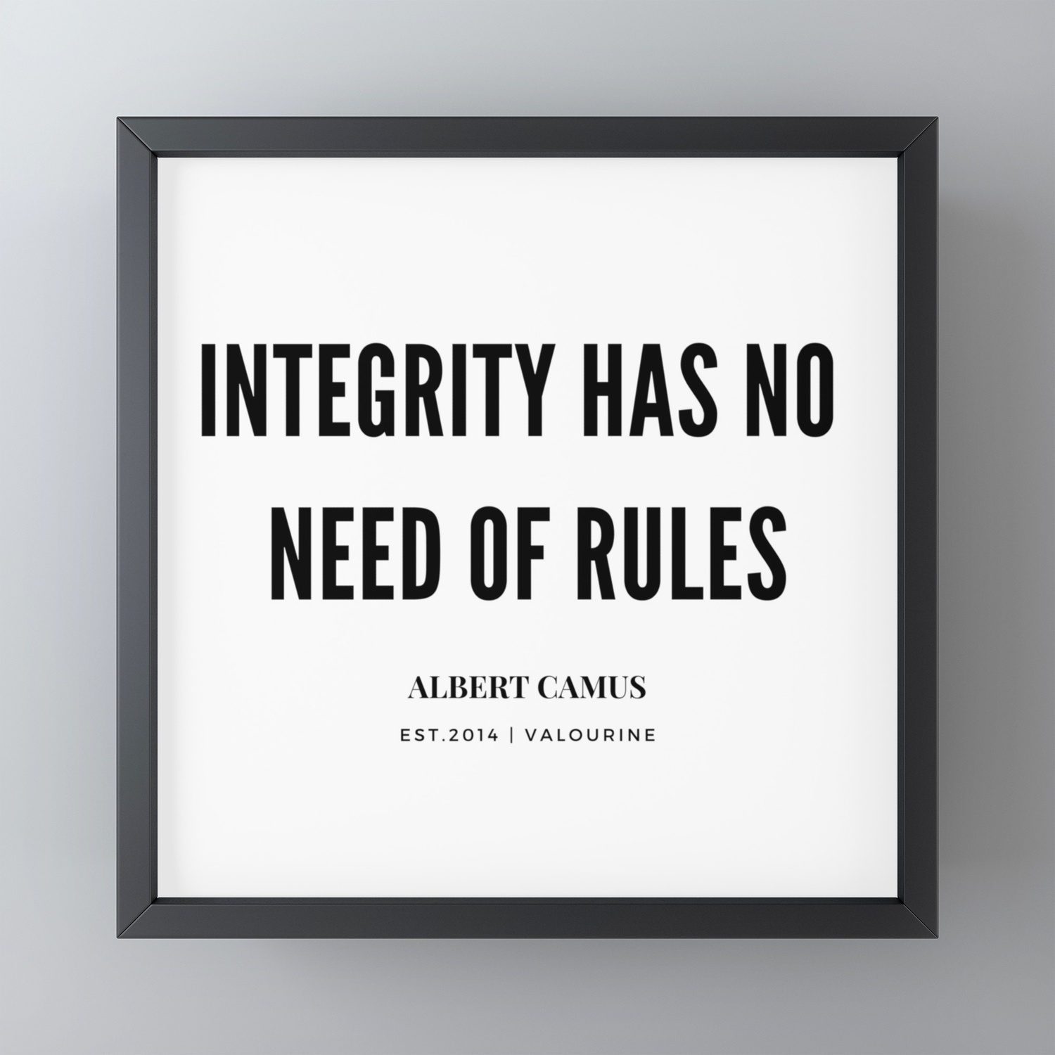 Albert Camus Quote Integrity Has No Need Of Rules Framed Mini Art Print By Quotesandsayings Society6