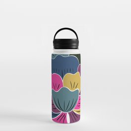 Trendy ethnic decorative colorful folk flowers Water Bottle