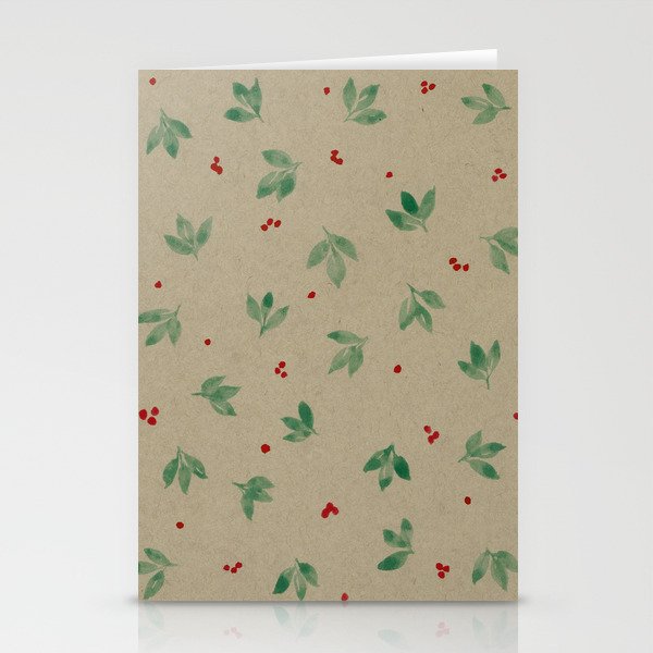 Christmas Leaves and Berries Stationery Cards