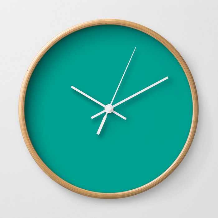 Solid Teal Color Wall Clock