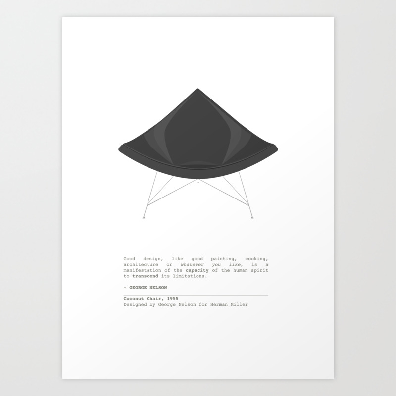 George Nelson Coconut Chair Art Print By Josiebiteng Society6