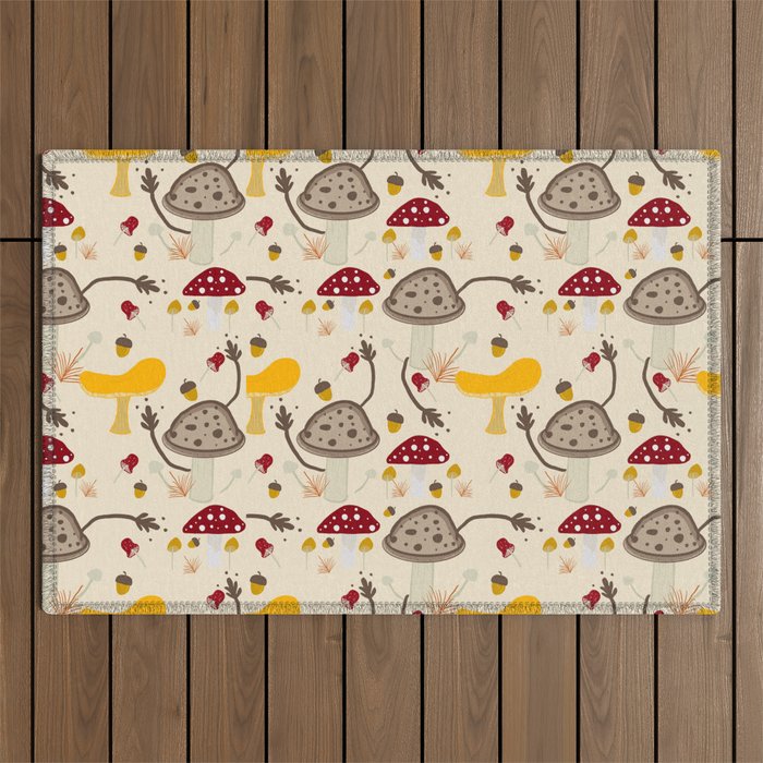 Fall Forest Mushrooms Outdoor Rug